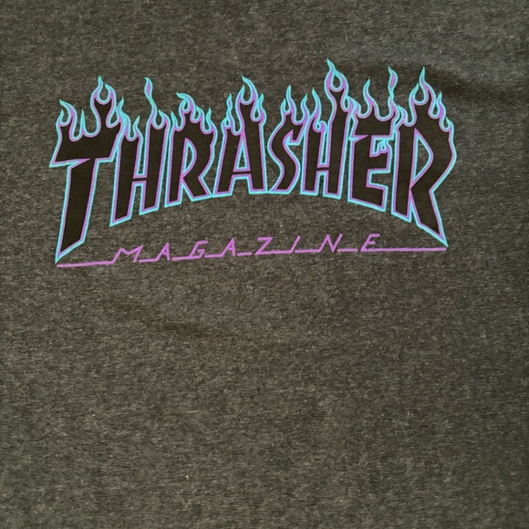 Men’s Thrasher Purple and Blue Logo Flame Shirt - Picture 2 of 4